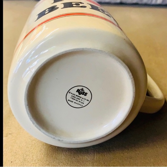 Mug | Tan Retro I LOVE BEER Mug | Ceramic 80’s Cup | Vintage Decor - Picture 3 of 5